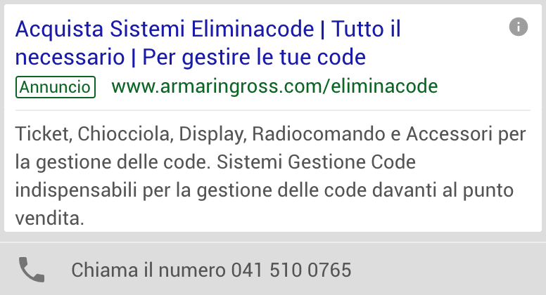 Annuncio Google Ads Armaringross 3
