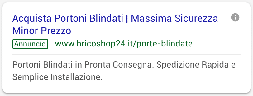 Annuncio Google Ads Bricoshop24 2