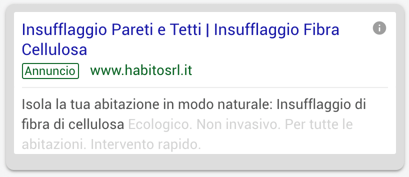 Annuncio Google Ads Habito 1