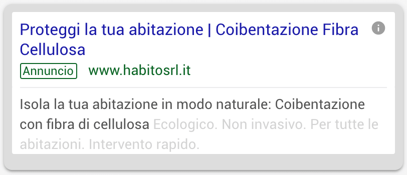 Annuncio Google Ads Habito 2