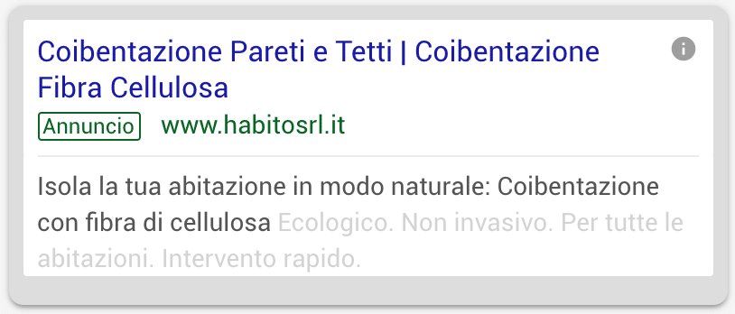 Annuncio Google Ads Habito 3