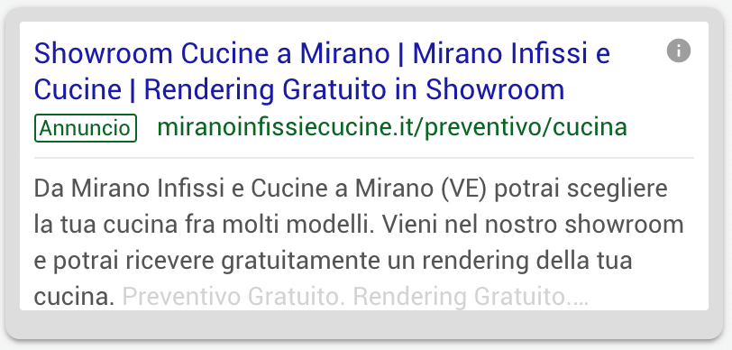 Annuncio Google Ads Mirano Infissi E Cucine 1