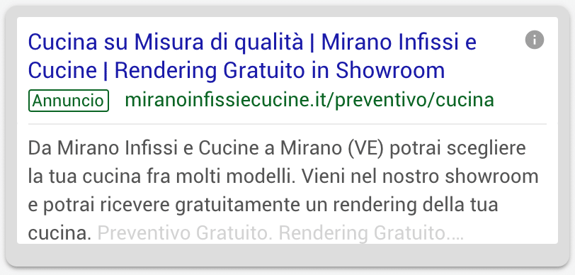 Annuncio Google Ads Mirano Infissi E Cucine 2