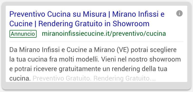 Annuncio Google Ads Mirano Infissi E Cucine 3