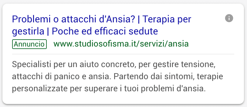 Annuncio Google Ads Studio Sofisma 3