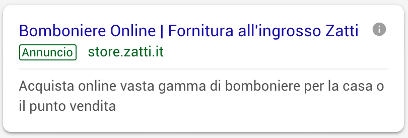 Annuncio Google Ads Zatti 2