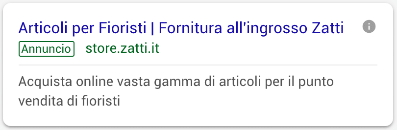 Annuncio Google Ads Zatti 3