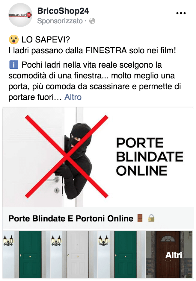Esempio Sito EcommercePagina Facebook: BricoShop24