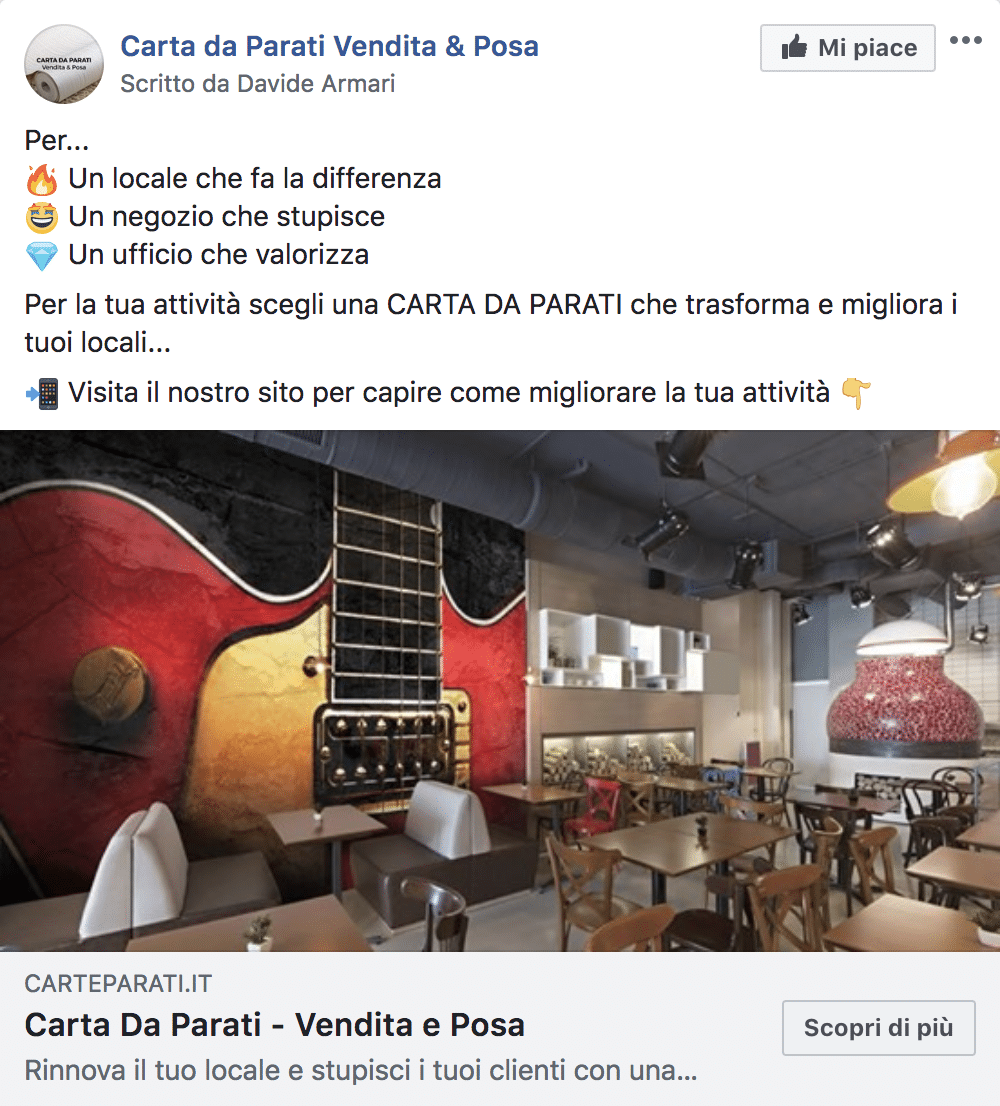 Esempio Servizi per AttivitàPagina Facebook: Carta da Parati Vendita & Posa