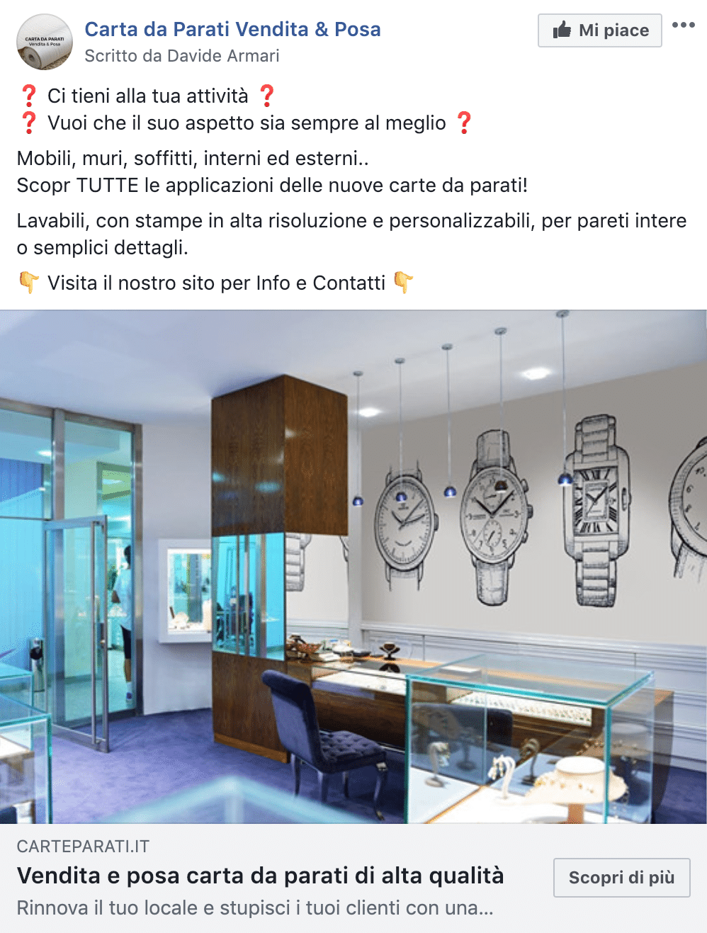 Esempio Servizi per AttivitàPagina Facebook: Carta da Parati Vendita & Posa
