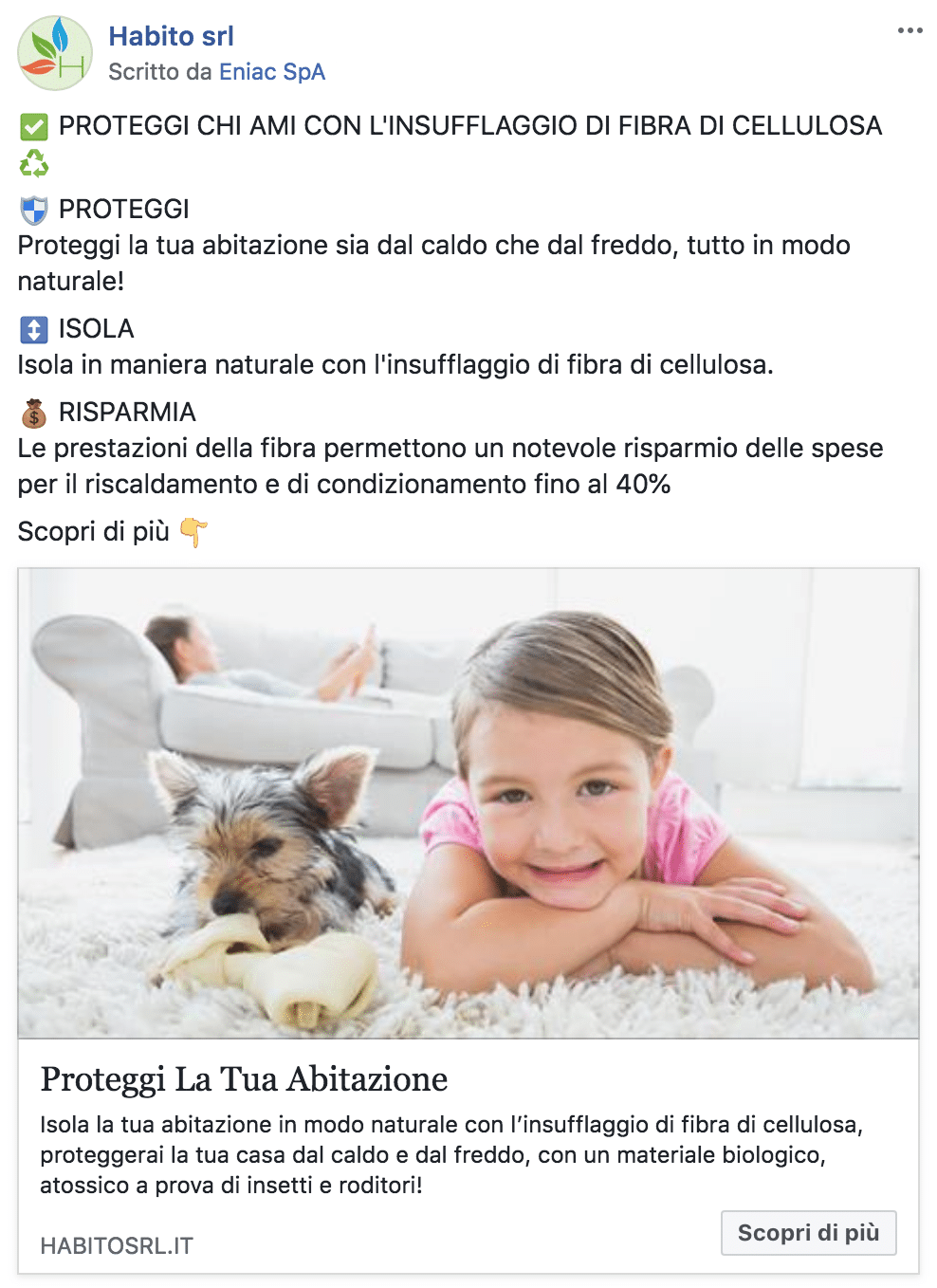 Esempio ServiziPagina Facebook: Habito srl