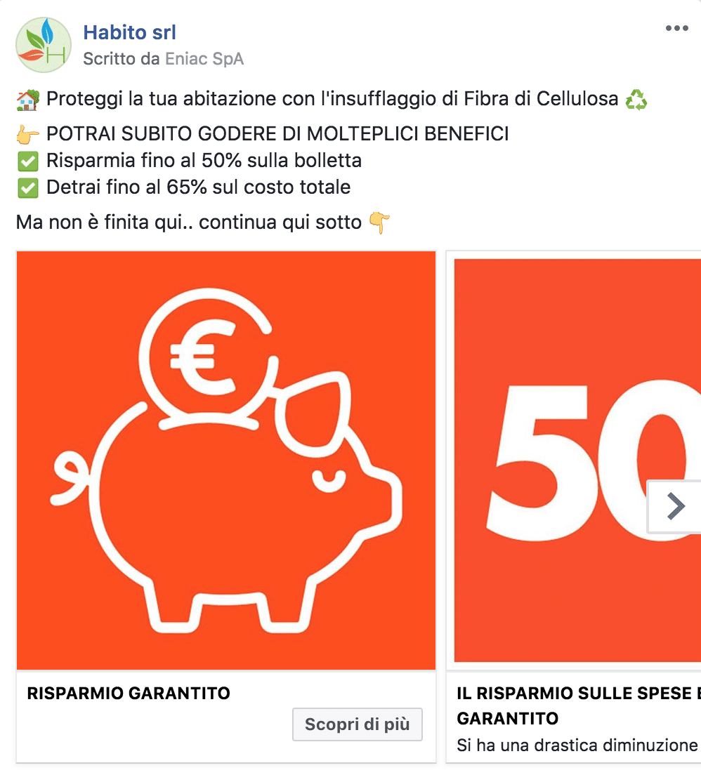 Esempio ServiziPagina Facebook: Habito srl