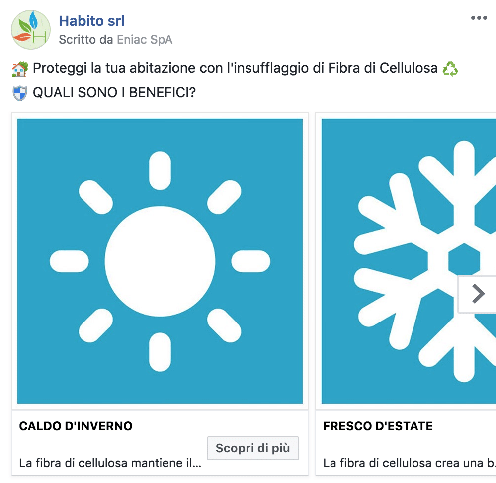 Esempio ServiziPagina Facebook: Habito srl
