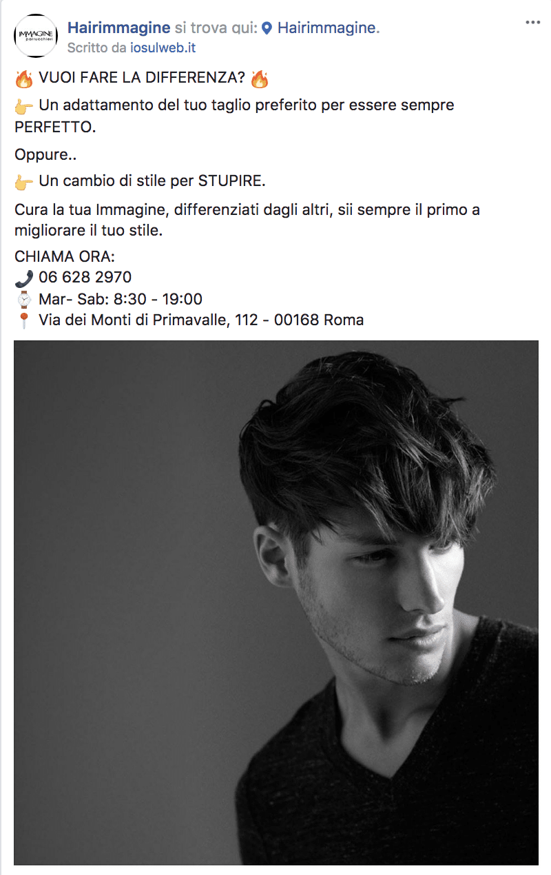 Esempio Salone di ParrucchieriPagina Facebook: Hairimmagine