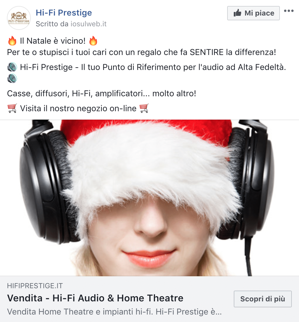 Esempio EcommercePagina Facebook: Hi-Fi Prestige