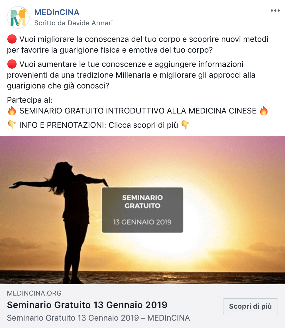 Esempio EventoPagina Facebook: MEDInCINA