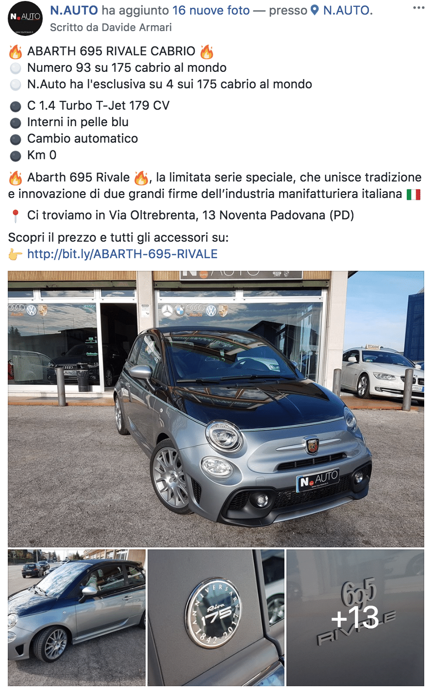 Esempio Concessionario AutoPagina Facebook: N. Auto