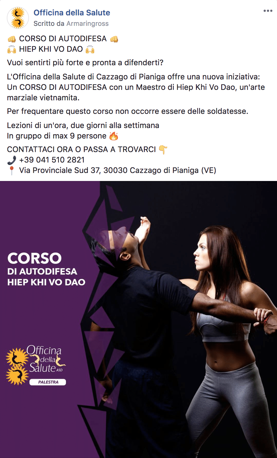 Esempio PalestraPagina Facebook: Officina della Salute