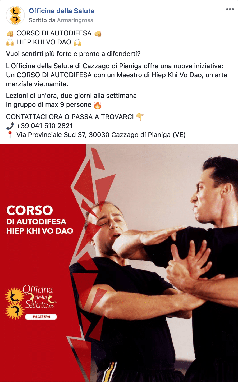 Esempio PalestraPagina Facebook: Officina della Salute