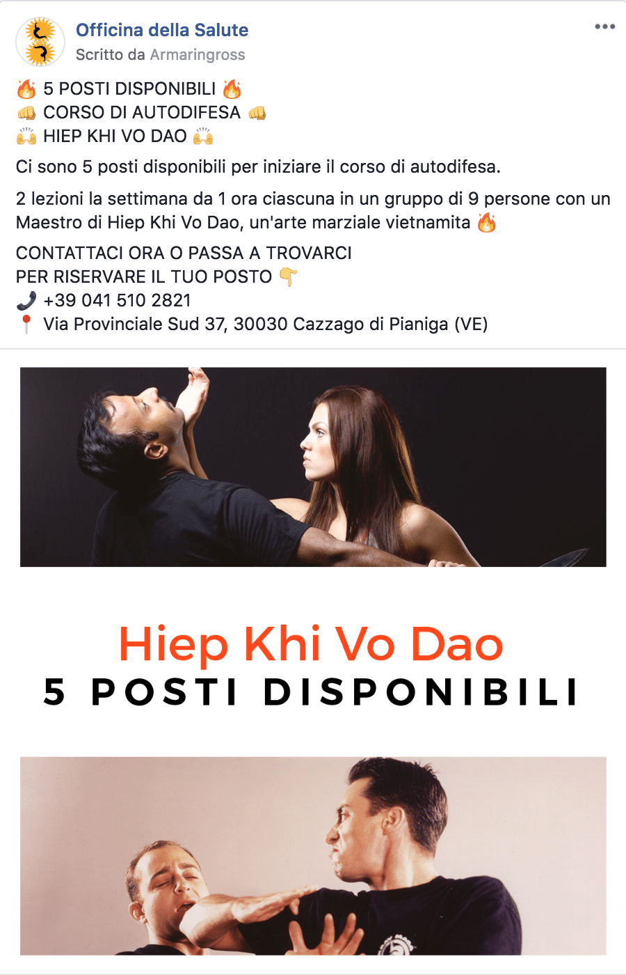 Esempio PalestraPagina Facebook: Officina della Salute