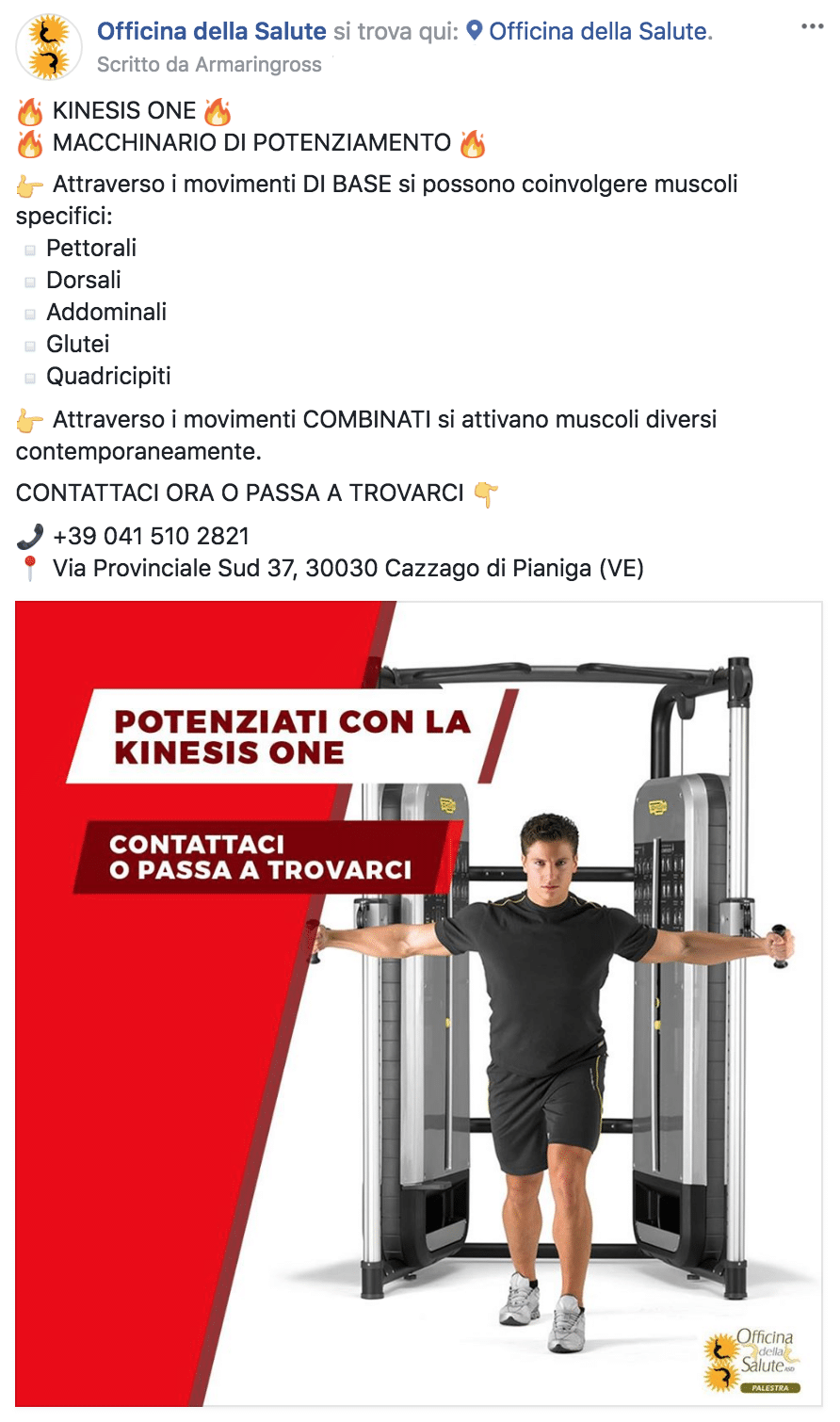 Esempio PalestraPagina Facebook: Officina della Salute