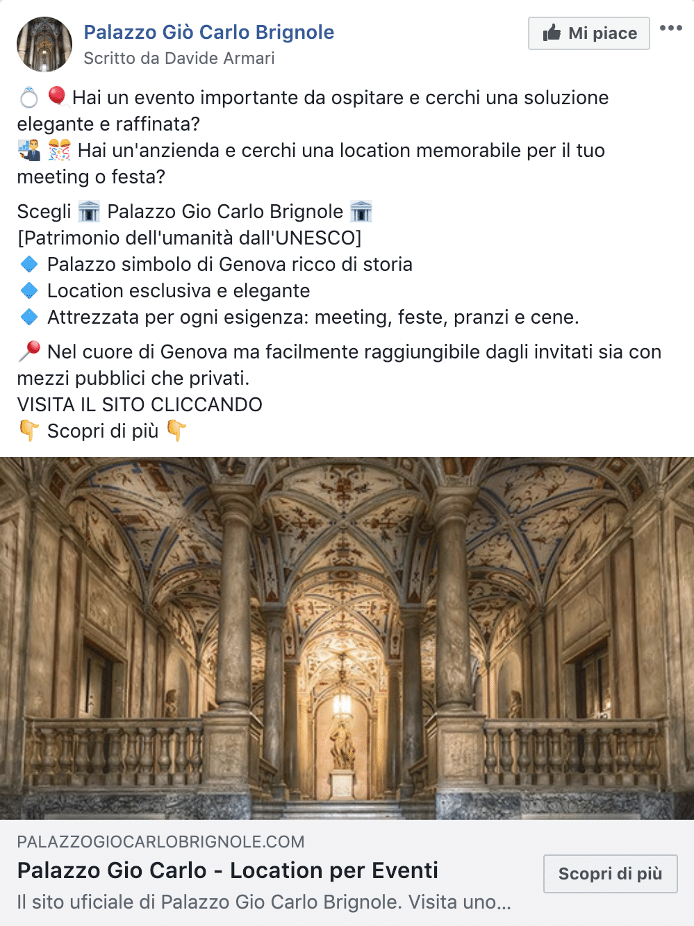 Esempio Location per EventiPagina Facebook: Palazzo Gio Carlo Brignole