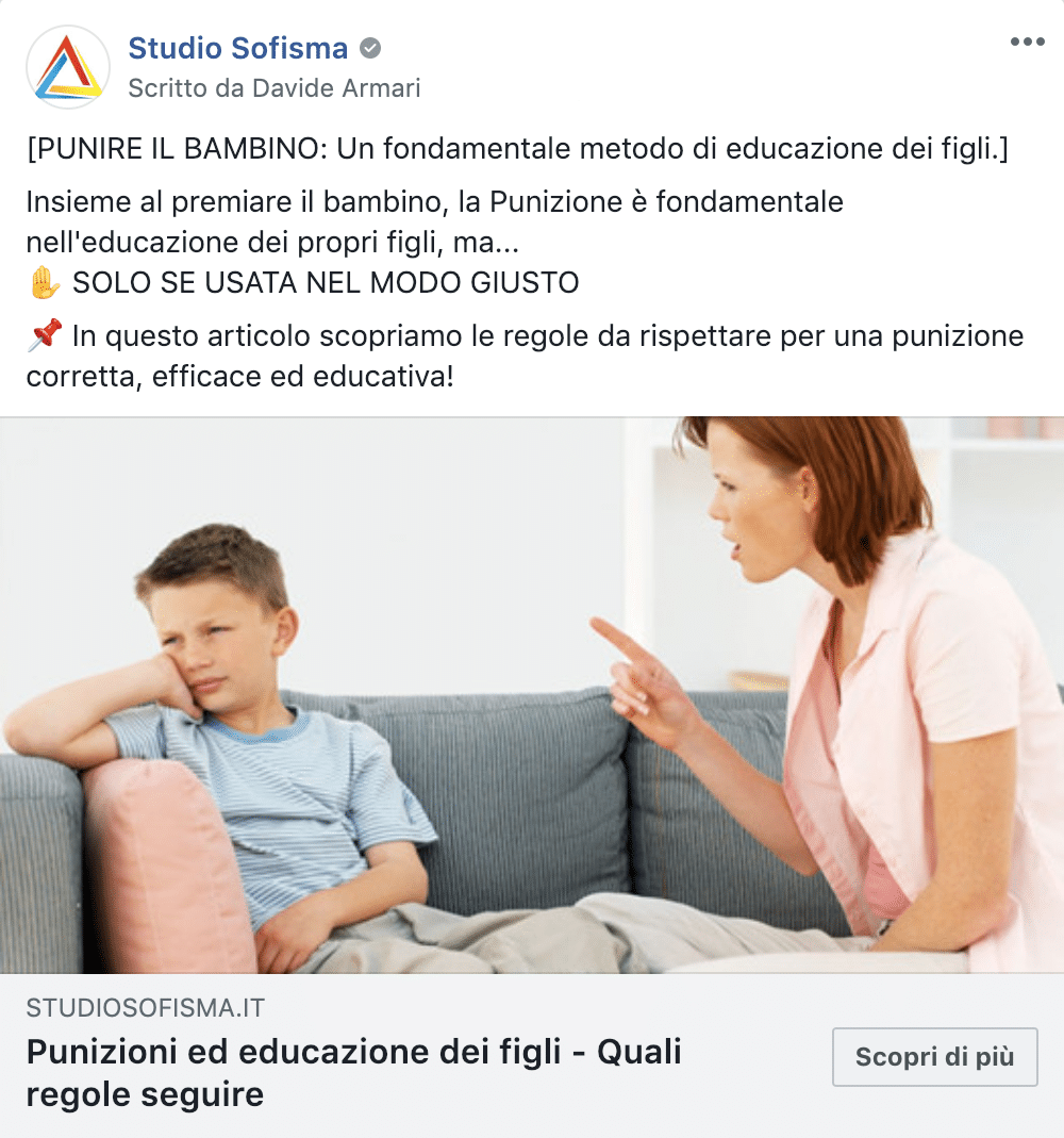 Esempio Studio PsicologiaPagina Facebook: Studio Sofisma
