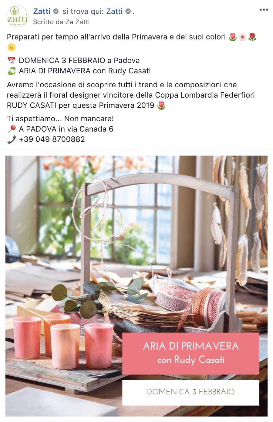 Esempio Decorazioni per l'AmbientePagina Facebook: Zatti