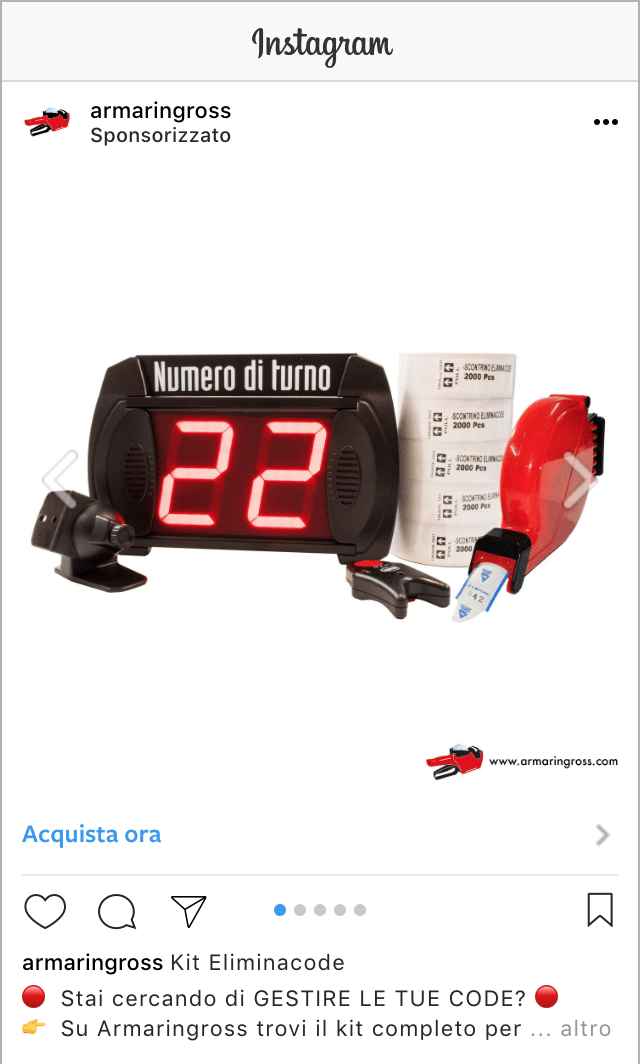 Esempio Sito EcommerceProfilo Instagram: @armaringross