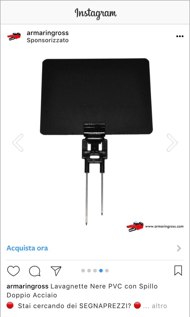 Esempio Sito EcommerceProfilo Instagram: @armaringross