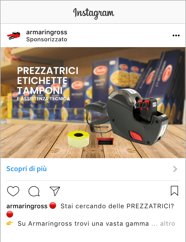 Esempio Sito EcommerceProfilo Instagram: @armaringross