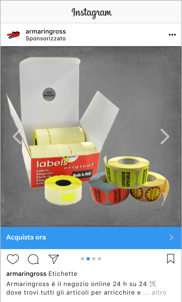 Esempio Sito EcommerceProfilo Instagram: @armaringross