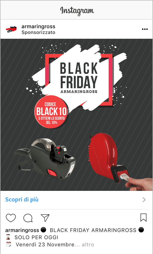 Esempio Sito EcommerceProfilo Instagram: @armaringross