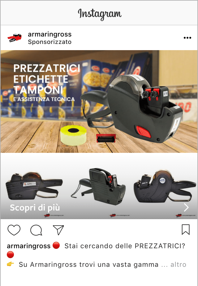 Esempio Sito EcommerceProfilo Instagram: @armaringross