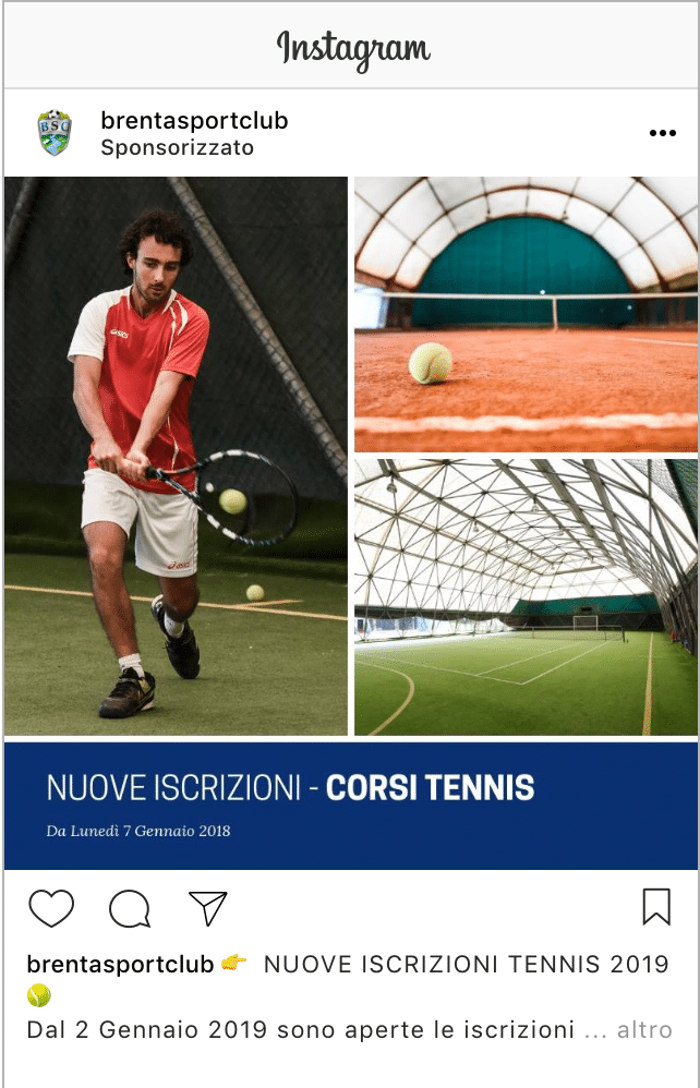 Esempio Centro SportivoProfilo Instagram: @brentasportclub