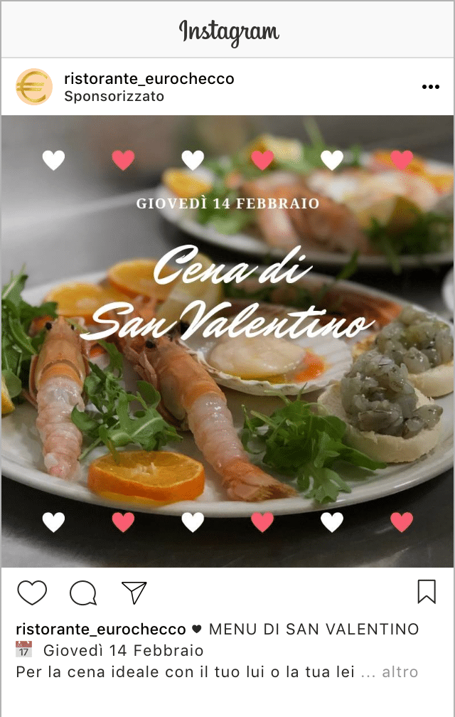 Esempio RistoranteProfilo Instagram: @ristorante_eurochecco