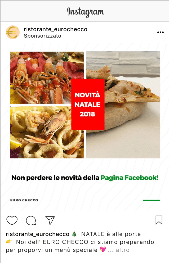 Esempio RistoranteProfilo Instagram: @ristorante_eurochecco