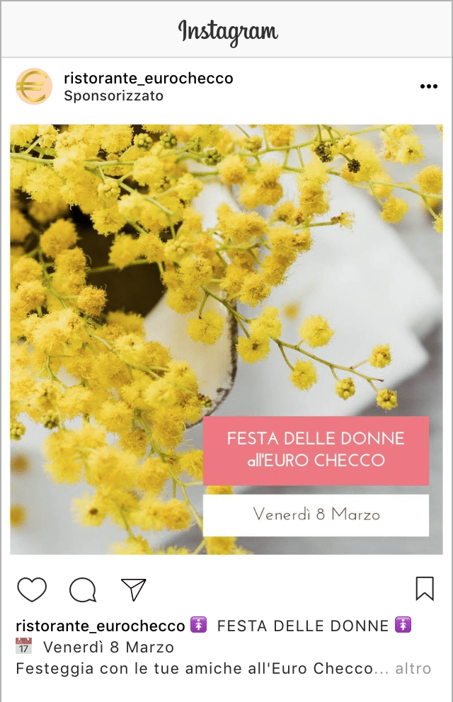 Esempio RistoranteProfilo Instagram: @ristorante_eurochecco