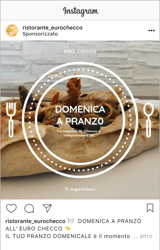 Esempio RistoranteProfilo Instagram: @ristorante_eurochecco