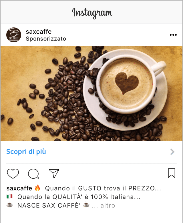 Esempio EcommerceProfilo Instagram: @saxcaffe
