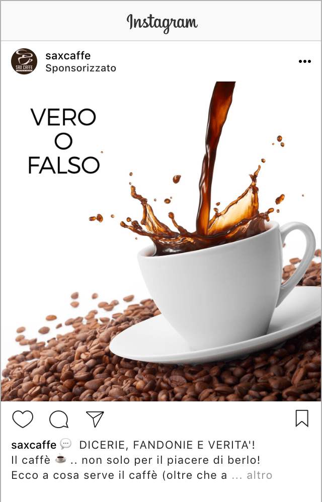 Esempio EcommerceProfilo Instagram: @saxcaffe