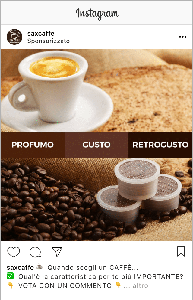 Esempio EcommerceProfilo Instagram: @saxcaffe