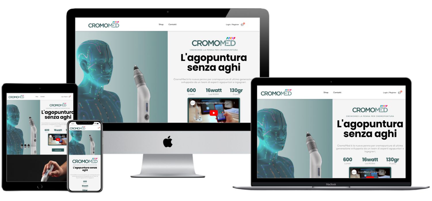 Landing Page E-Commerce per la vendita della penna per cromopunturaLink: cromomed.com