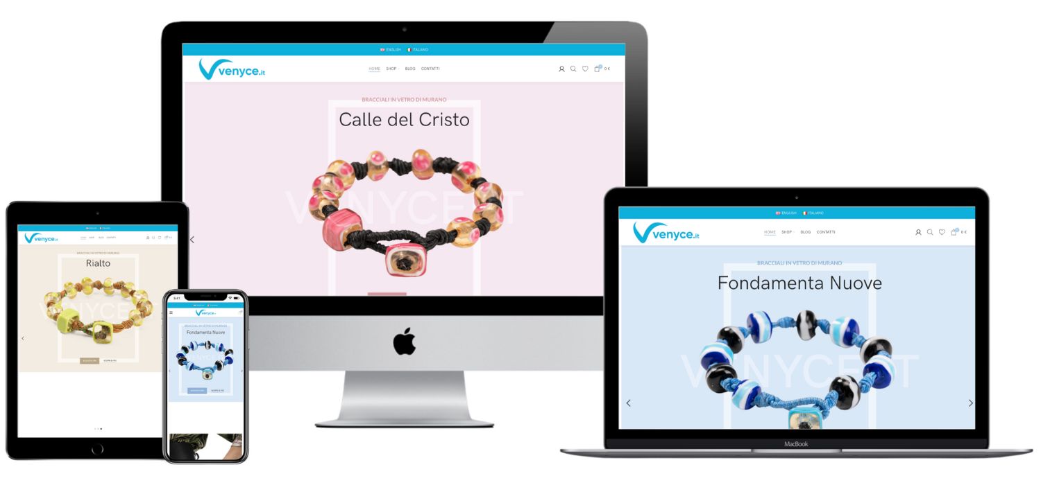 Sito Ecommerce bracciali in vetro di MuranoLink: www.venyce.it