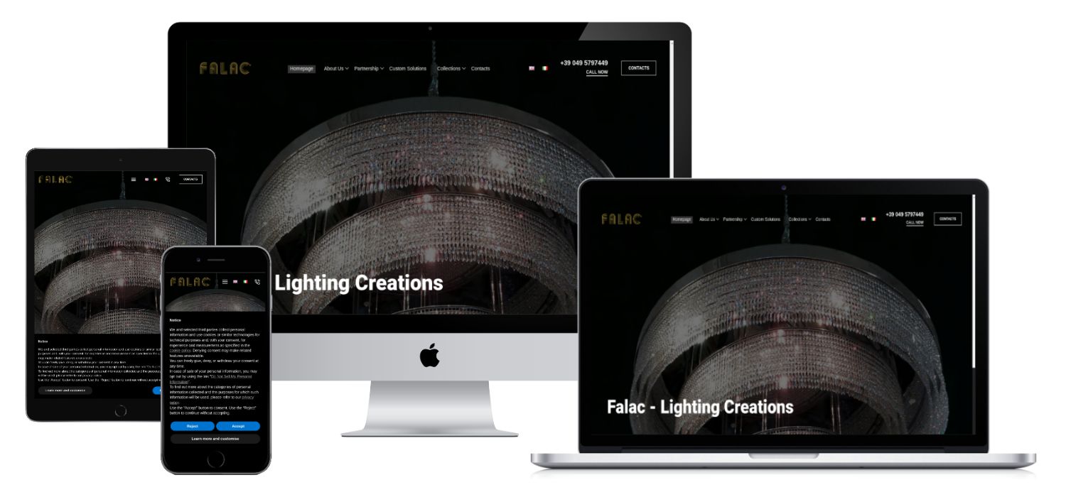 Sito Web in collaborazione con DeeVento per ditta di lampade customLink: falac.it