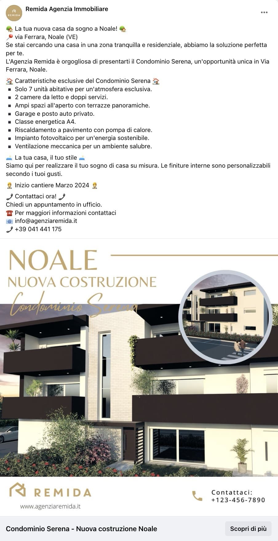 Esempio Agenzia ImmobiliarePagina Facebook: Remida