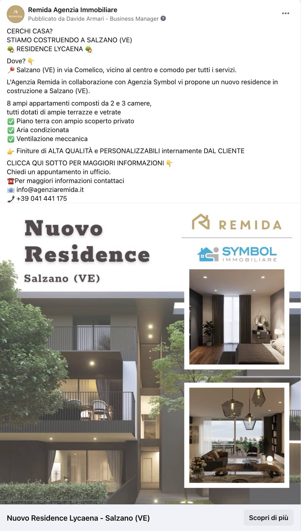 Esempio Agenzia ImmobiliarePagina Facebook: Remida
