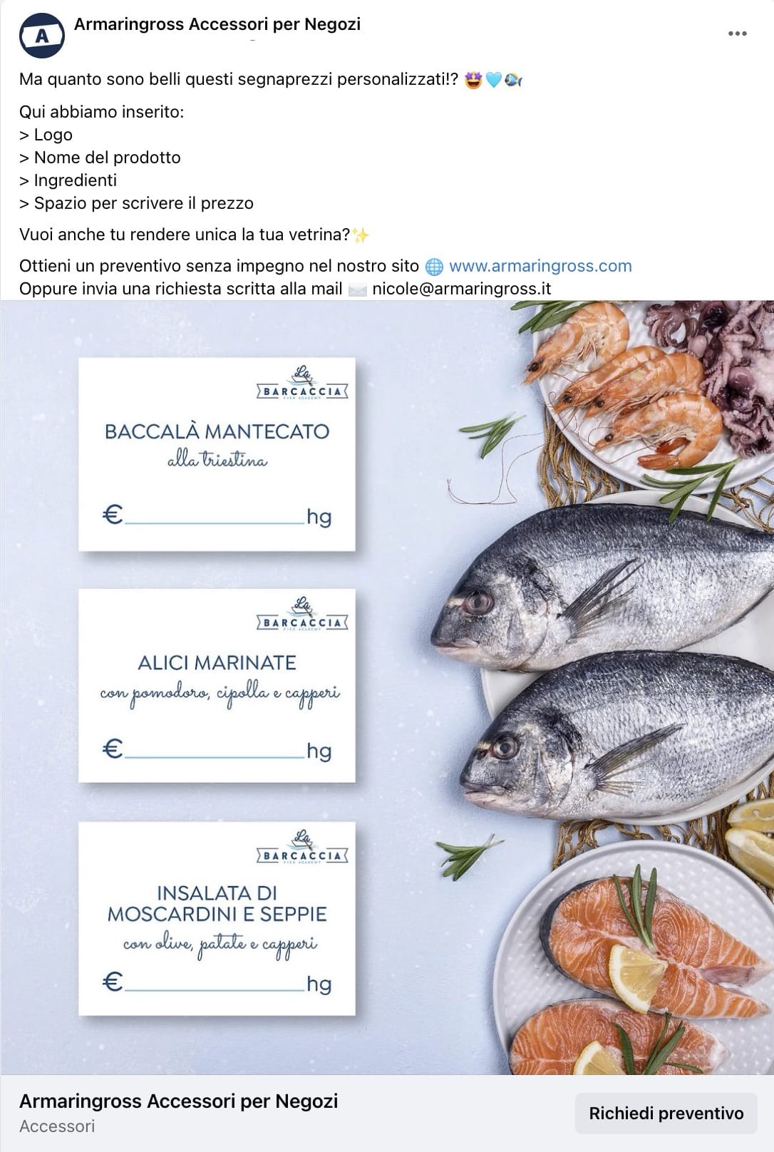 Esempio Sito EcommercePagina Facebook: Armaringross