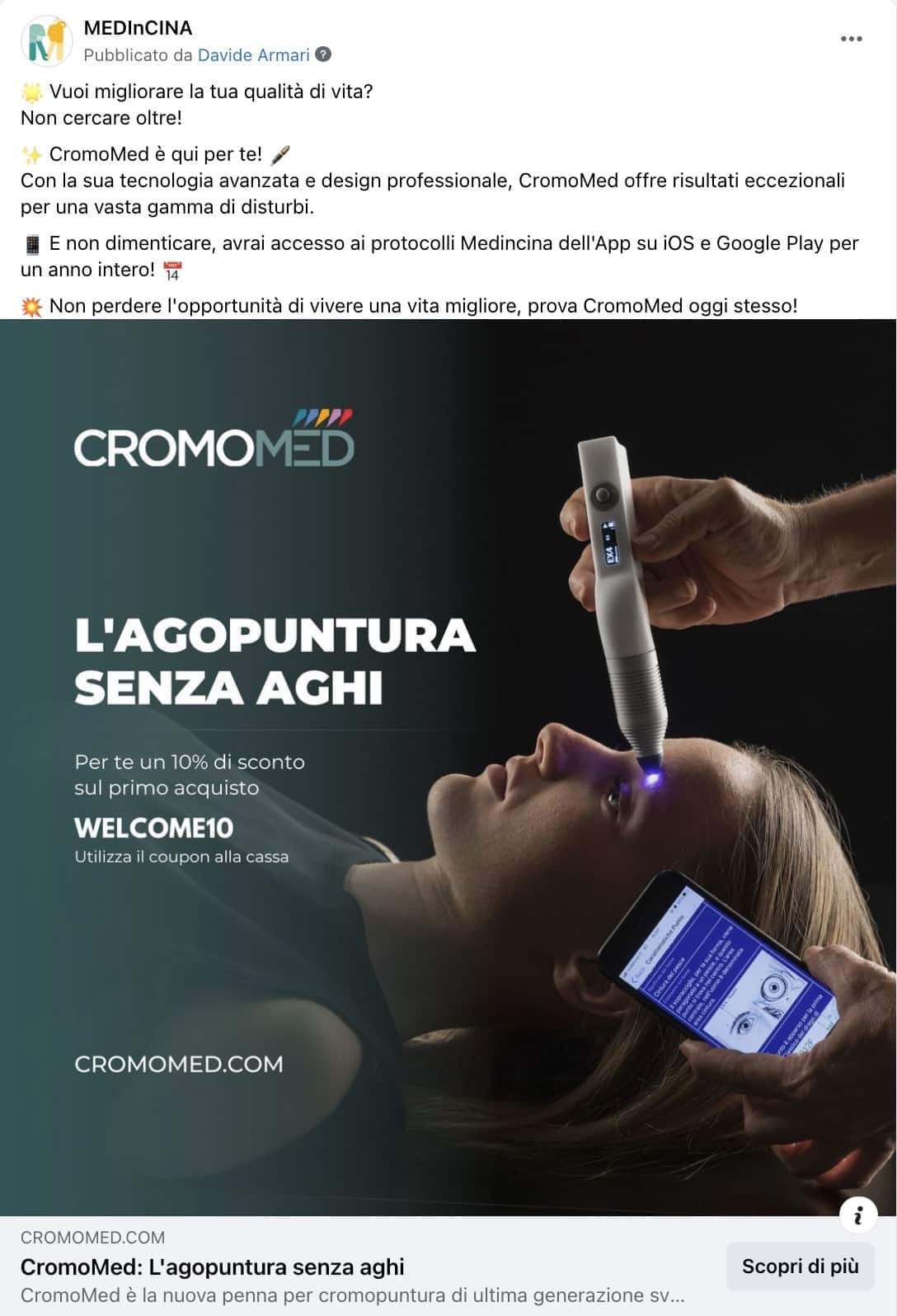 Esempio Ecommerce Penna CromopunturaPagina Facebook: MEDInCINA