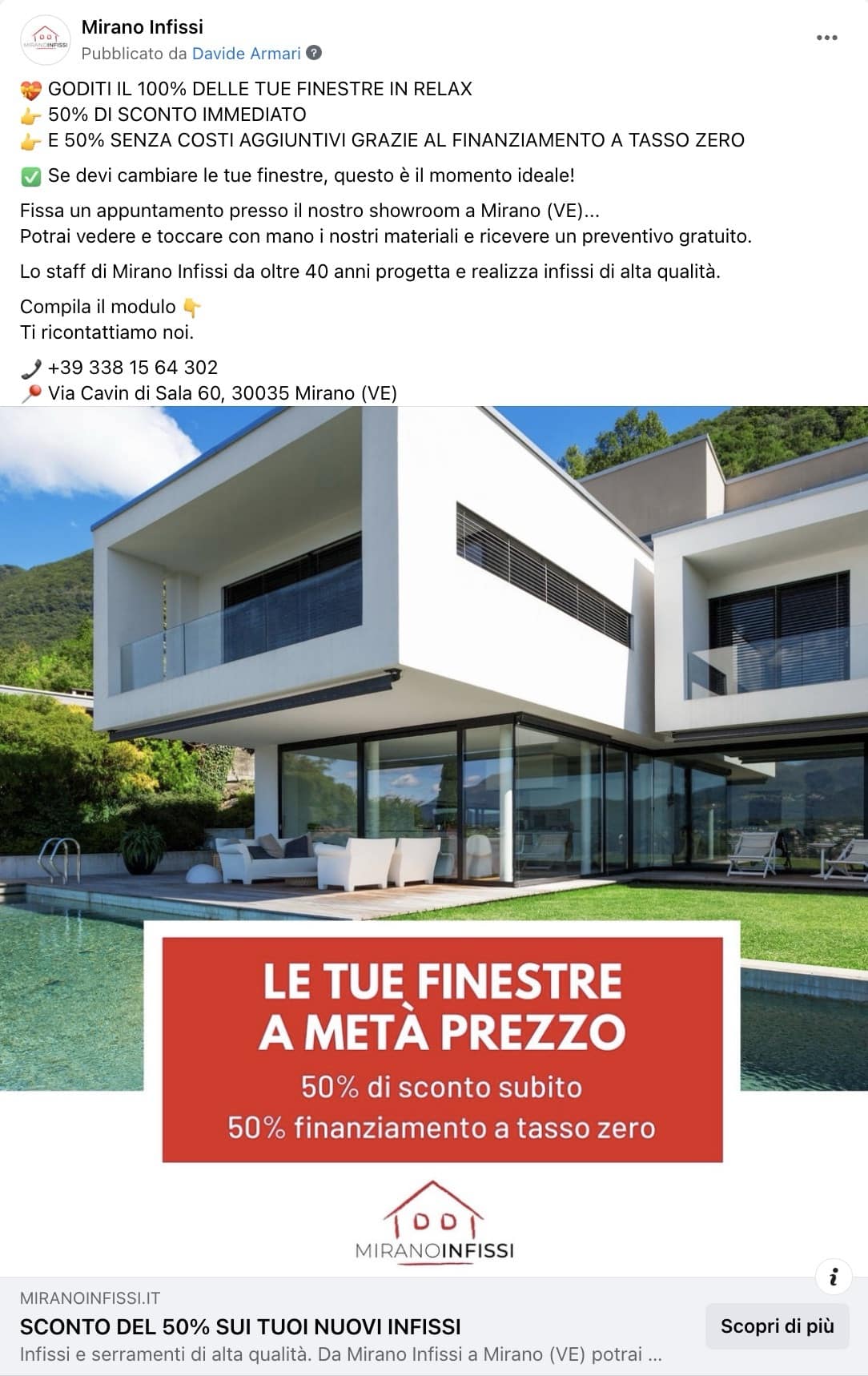 Esempio Infissi e SerramentiPagina Facebook: Mirano Infissi